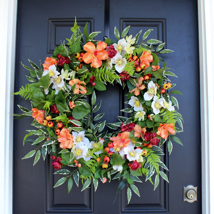 Primrue Orange Hibiscus, Tropical Hellebores, Coral Gooseberry & Fern